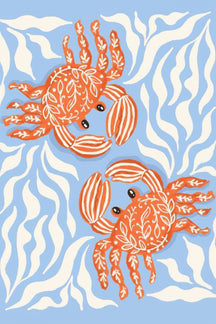 Playful Orange Crab Sea Life Art Print – wall art print by LOUDHAUS