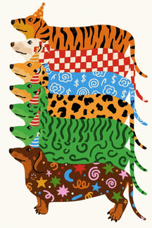 Playful Party Dogs Art Print – wall art print by LOUDHAUS