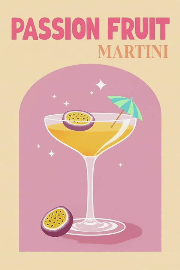 Playful Passion Fruit Martini Art Print – wall art print by LOUDHAUS