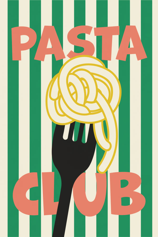 Playful Pasta Club Graphic Art Print – wall art print by LOUDHAUS