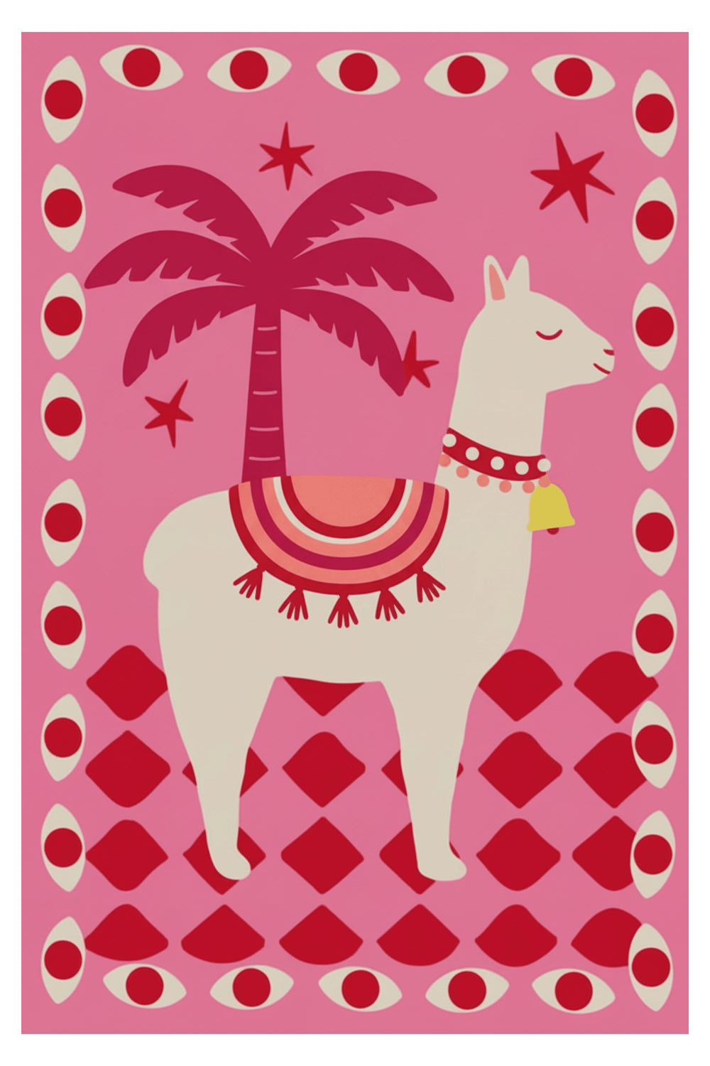 Playful Pink Llama Art Print – wall art print by LOUDHAUS
