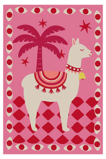 Playful Pink Llama Art Print – wall art print by LOUDHAUS