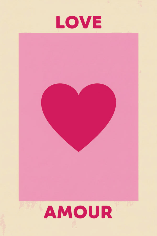 Playful Pink Love Heart Art Print – wall art print by LOUDHAUS