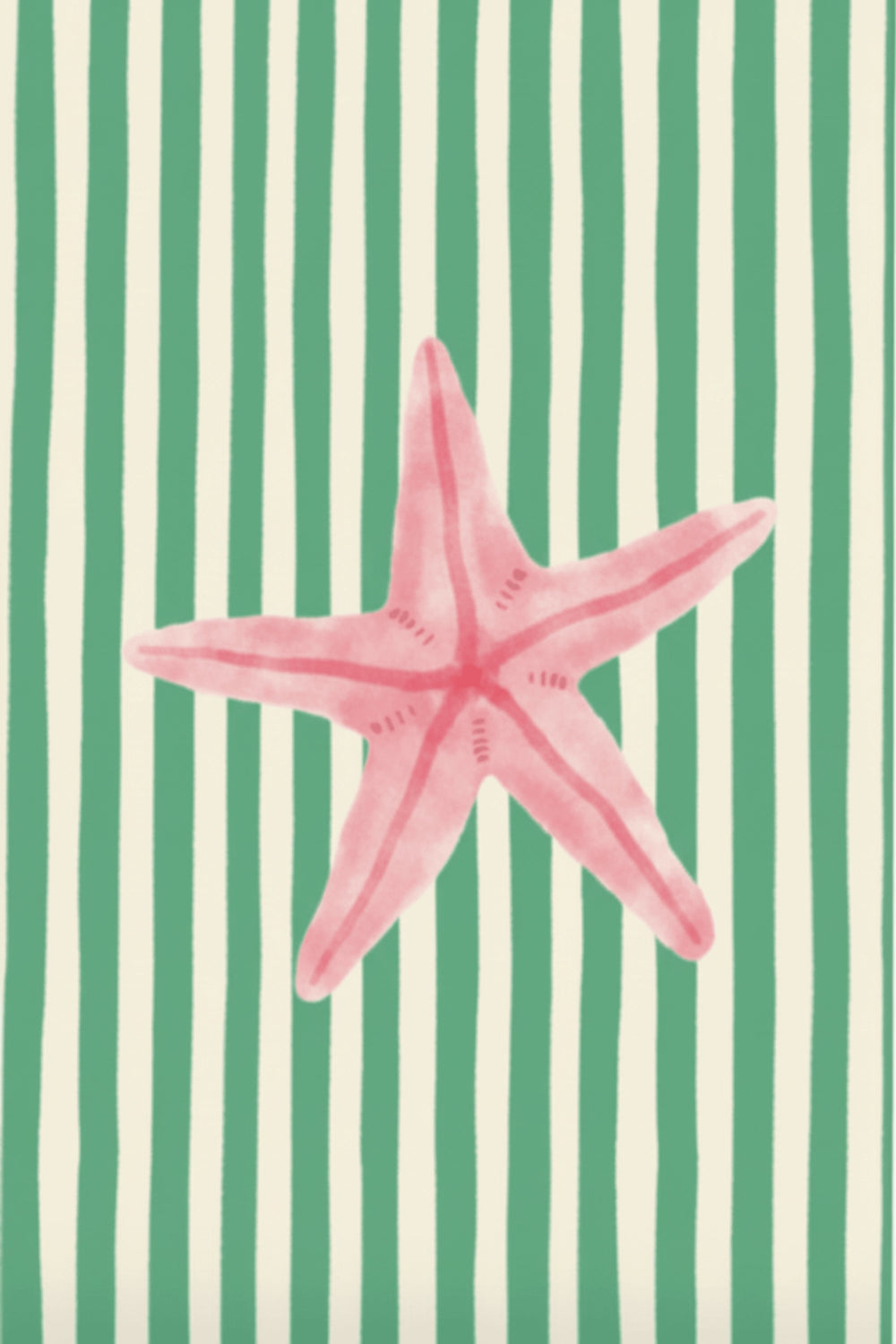 Playful Pink Starfish Art Print – wall art print by LOUDHAUS