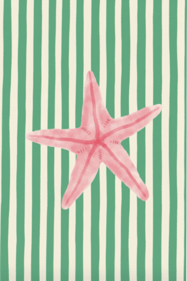 Playful Pink Starfish Art Print – wall art print by LOUDHAUS