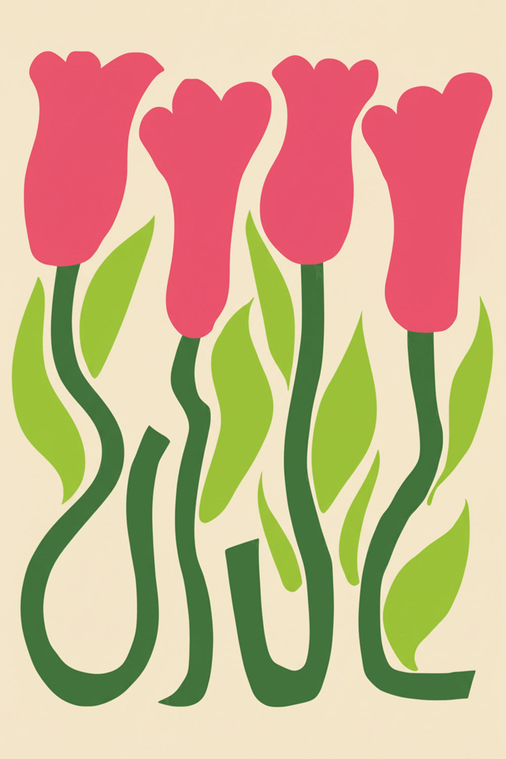 Playful Pink Tulip Field Art Print – wall art print by LOUDHAUS