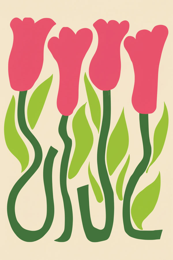 Playful Pink Tulip Field Art Print – wall art print by LOUDHAUS