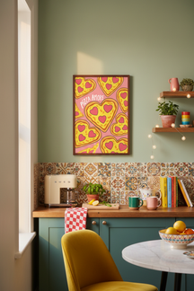 Playful Pizza Amore Art Print as part of a gallery wall arrangement