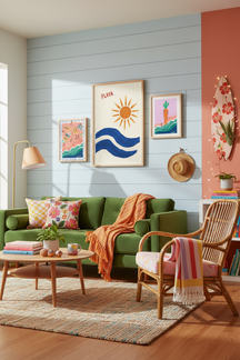 Playful Playa Sun & Waves Art Print as part of a gallery wall arrangement