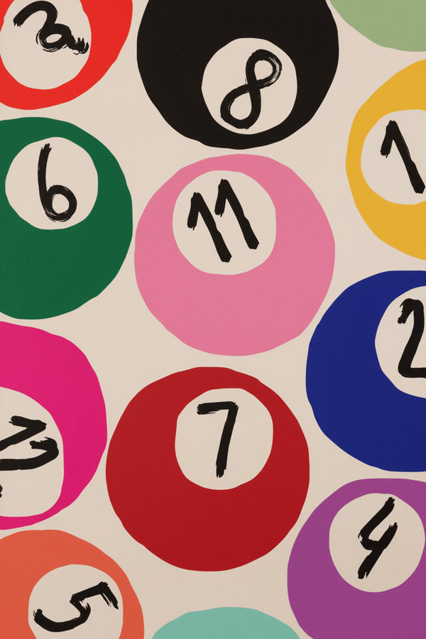 Playful Pool Ball Numbers Art Print – wall art print by LOUDHAUS