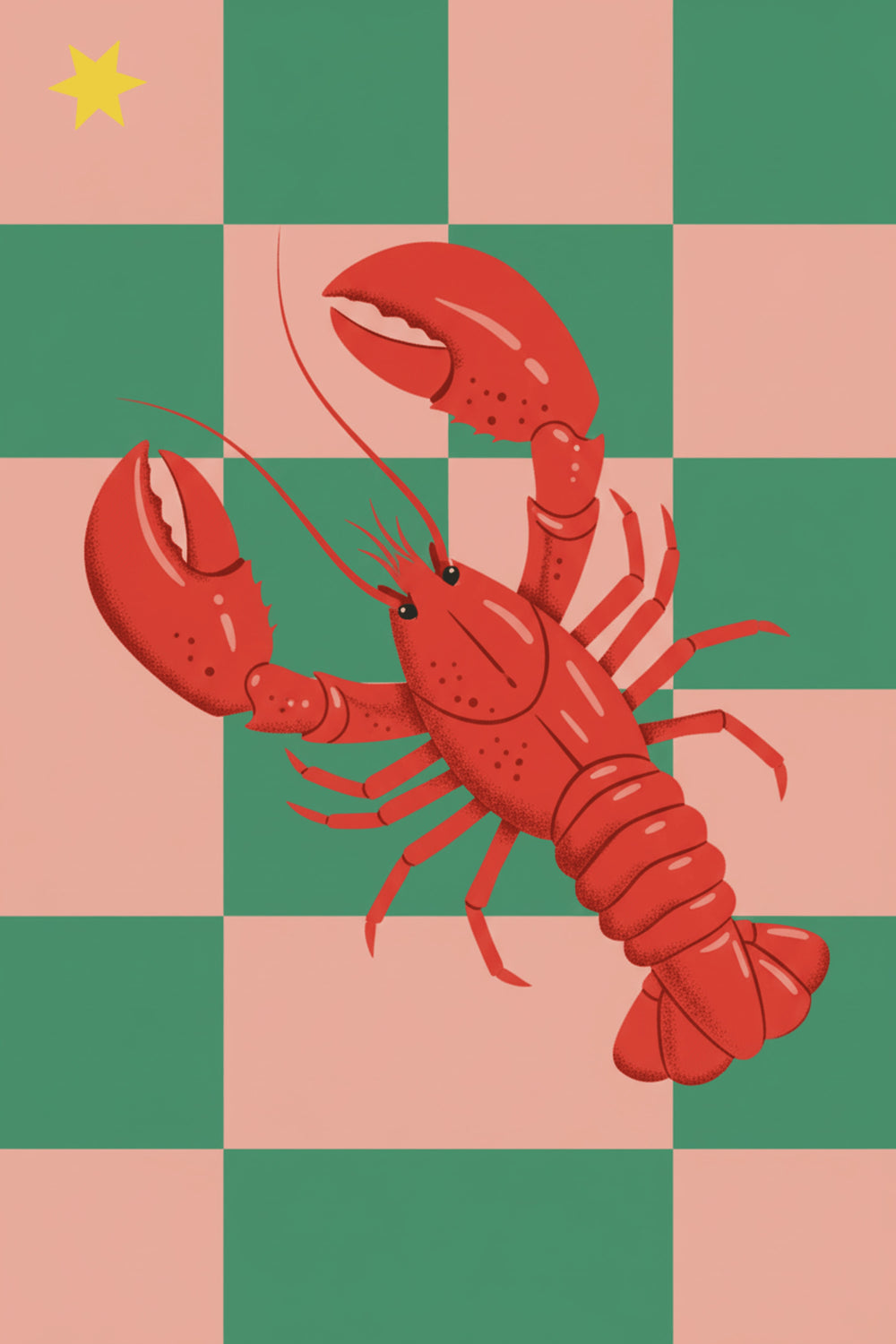 Playful Red Lobster Art Print – wall art print by LOUDHAUS