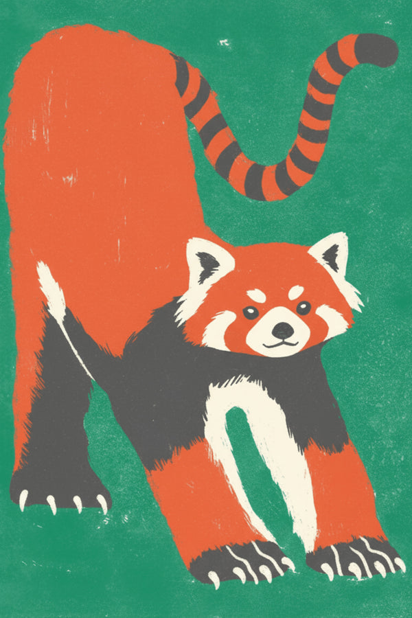 Playful Red Panda Illustration Art Print – wall art print by LOUDHAUS
