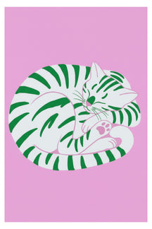 Playful Sleeping Cat Art Print – wall art print by LOUDHAUS