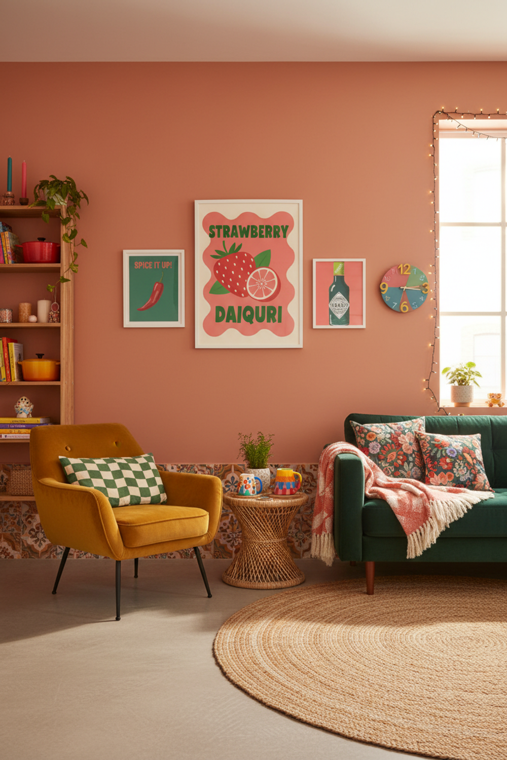 Playful Strawberry Daiquiri Art Print as part of a gallery wall arrangement
