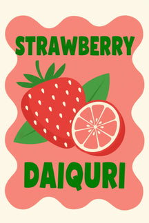 Playful Strawberry Daiquiri Art Print – wall art print by LOUDHAUS