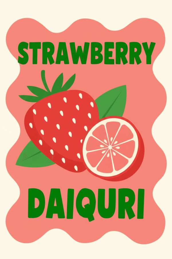Playful Strawberry Daiquiri Art Print – wall art print by LOUDHAUS