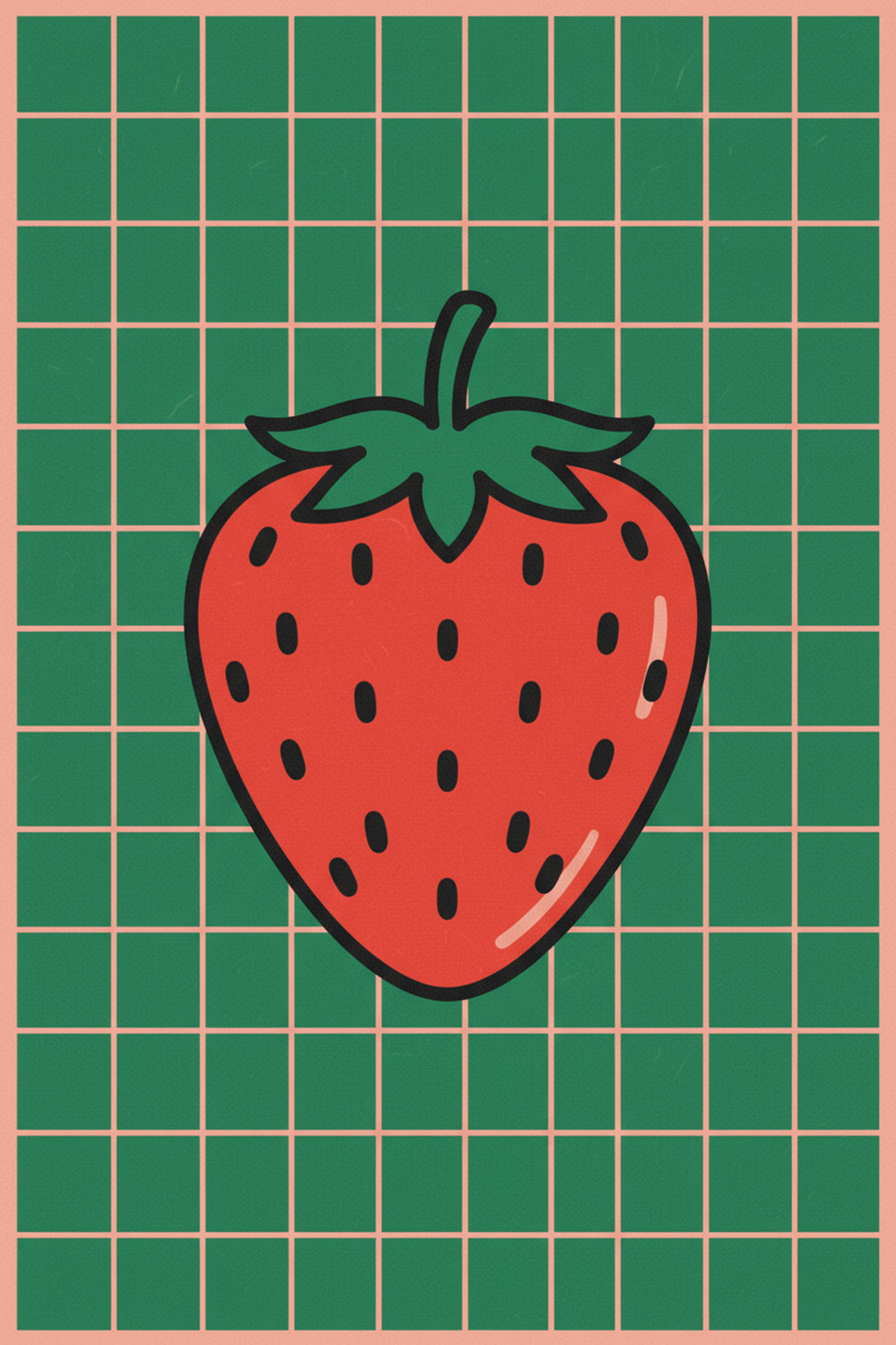 Playful Strawberry Grid Art Print – wall art print by LOUDHAUS