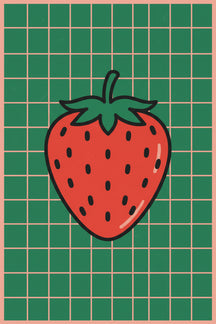 Playful Strawberry Grid Art Print – wall art print by LOUDHAUS