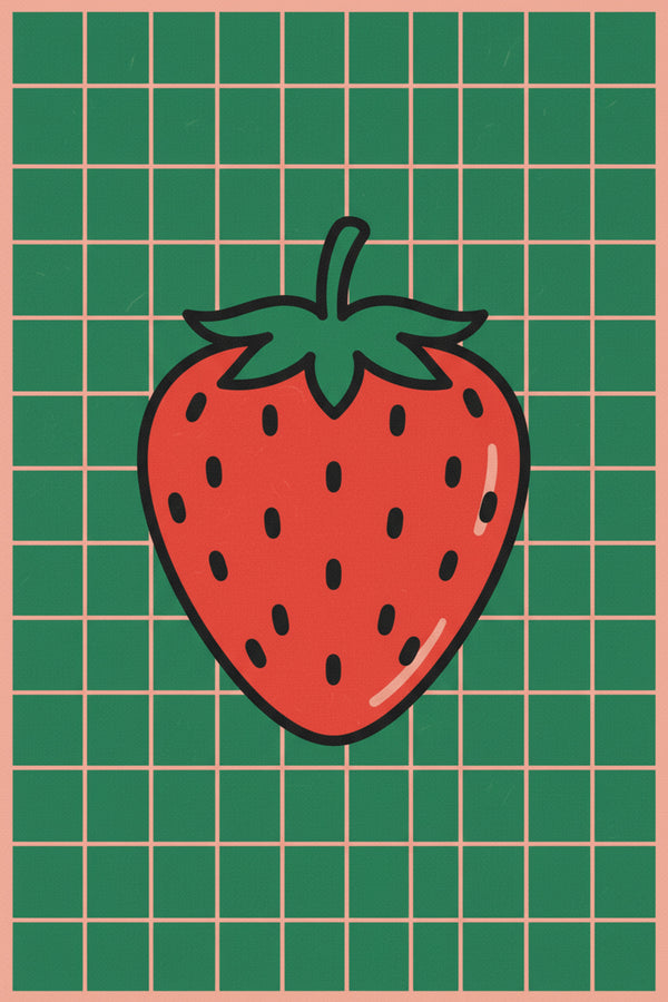 Playful Strawberry Grid Art Print – wall art print by LOUDHAUS