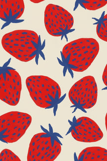 Playful Strawberry Pattern Art Print – wall art print by LOUDHAUS