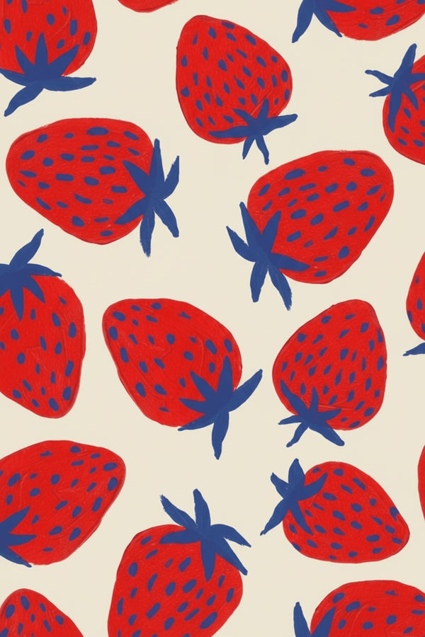 Playful Strawberry Pattern Art Print – wall art print by LOUDHAUS