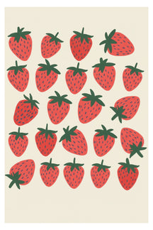 Playful Strawberry Pattern Art Print – wall art print by LOUDHAUS