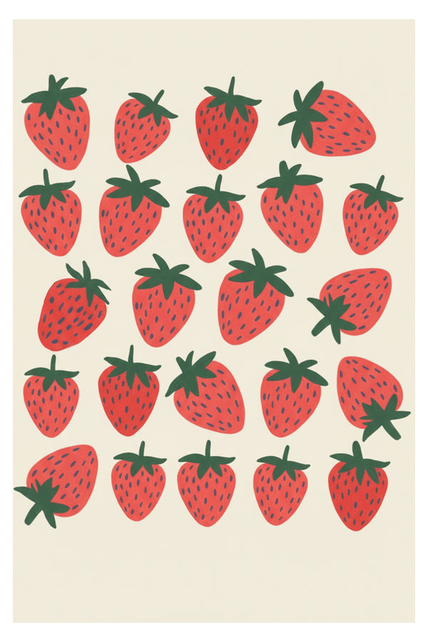 Playful Strawberry Pattern Art Print – wall art print by LOUDHAUS