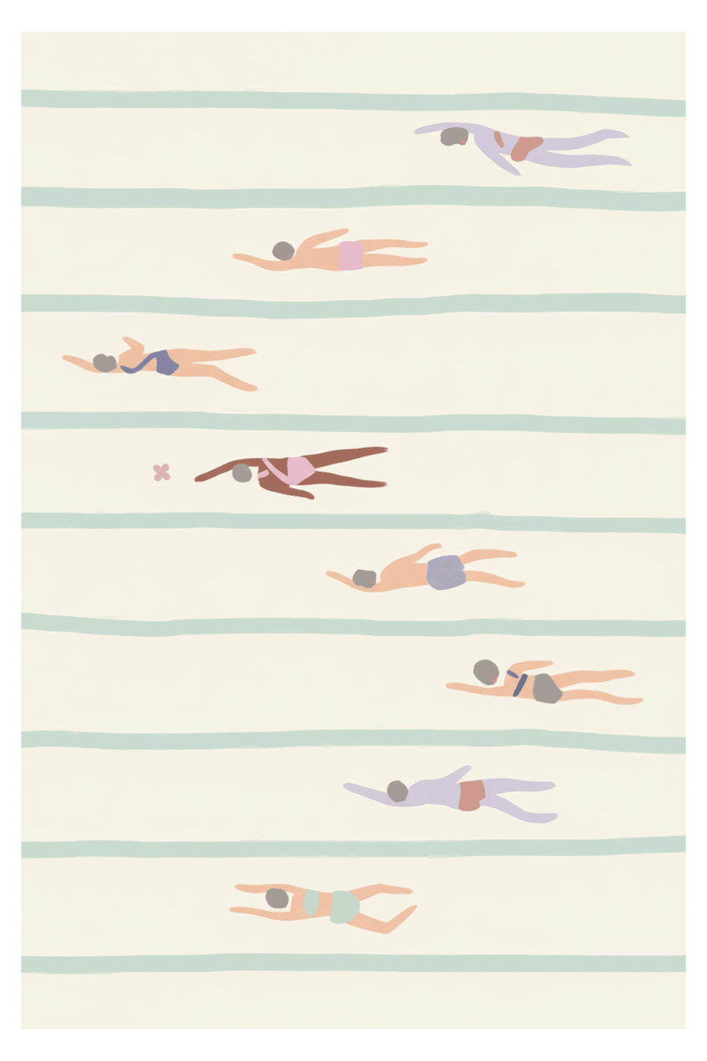 Playful Swimmers Pool Art Print – wall art print by LOUDHAUS