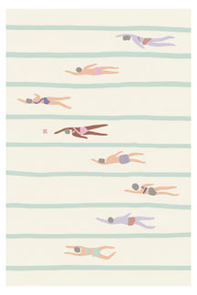 Playful Swimmers Pool Art Print – wall art print by LOUDHAUS