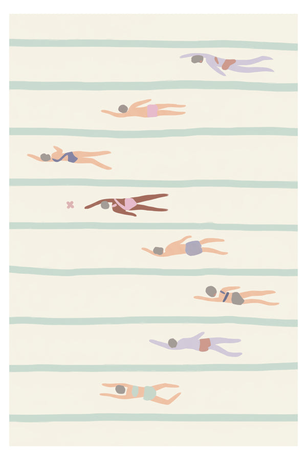 Playful Swimmers Pool Art Print – wall art print by LOUDHAUS