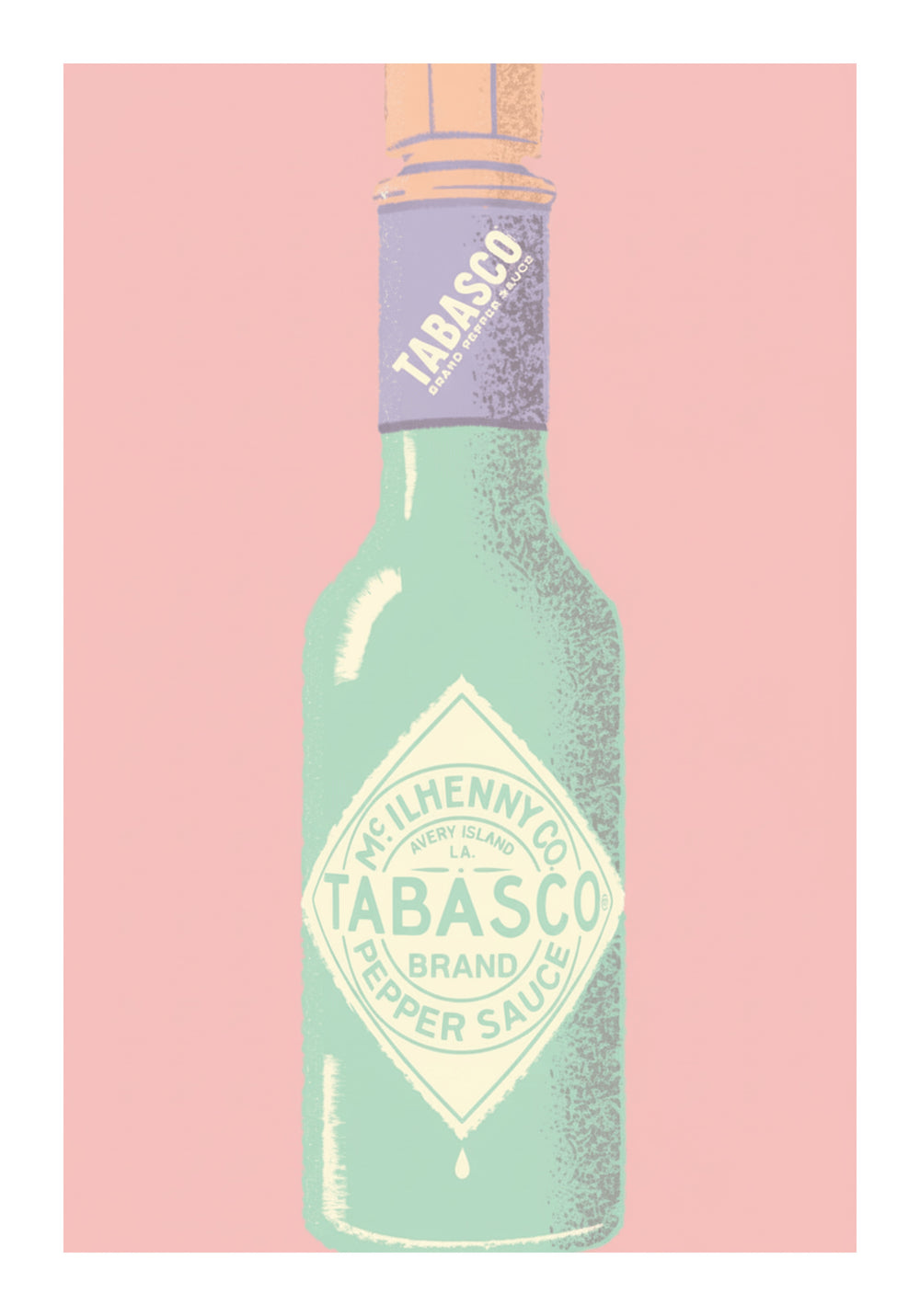 Playful Tabasco Bottle Art Print – wall art print by LOUDHAUS