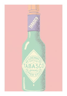 Playful Tabasco Bottle Art Print – wall art print by LOUDHAUS