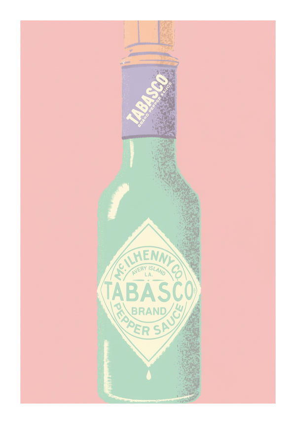 Playful Tabasco Bottle Art Print – wall art print by LOUDHAUS