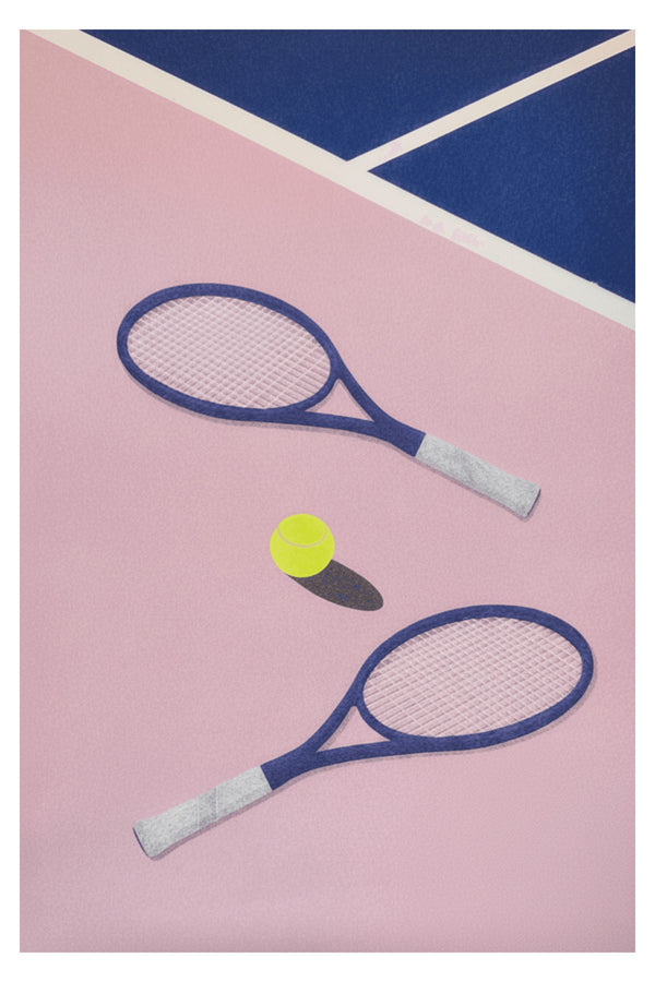 Playful Tennis Court Art Print – wall art print by LOUDHAUS