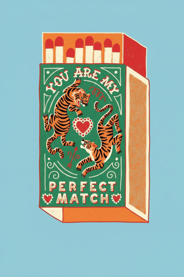 Playful Tiger Matchbox Art Print – wall art print by LOUDHAUS