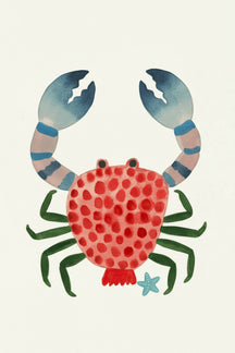 Playful Watercolour Crab Art Print – wall art print by LOUDHAUS