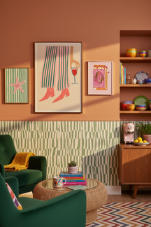 Playful Wine Drinker Illustration Art Print as part of a gallery wall arrangement