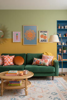 Playful Winking Sun Art Print as part of a gallery wall arrangement