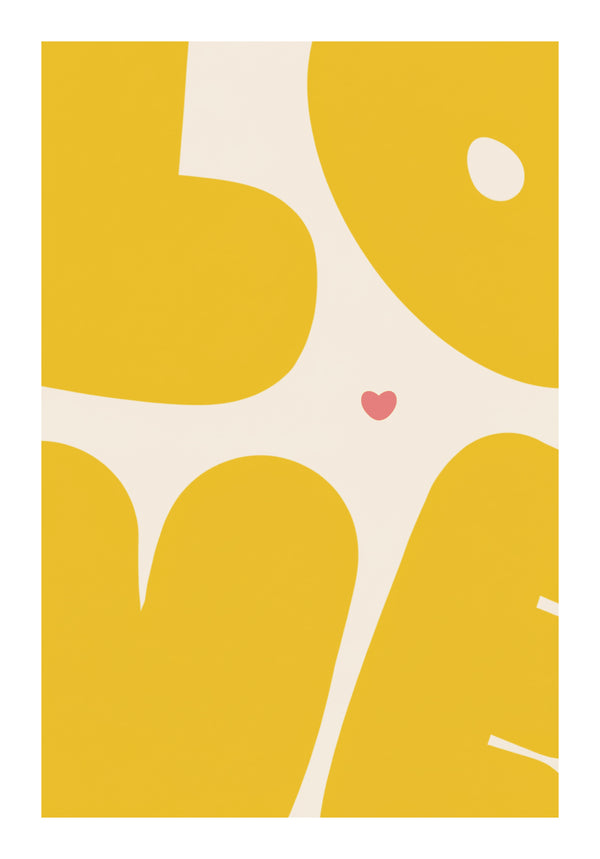 Playful Yellow Love Heart Art Print – wall art print by LOUDHAUS