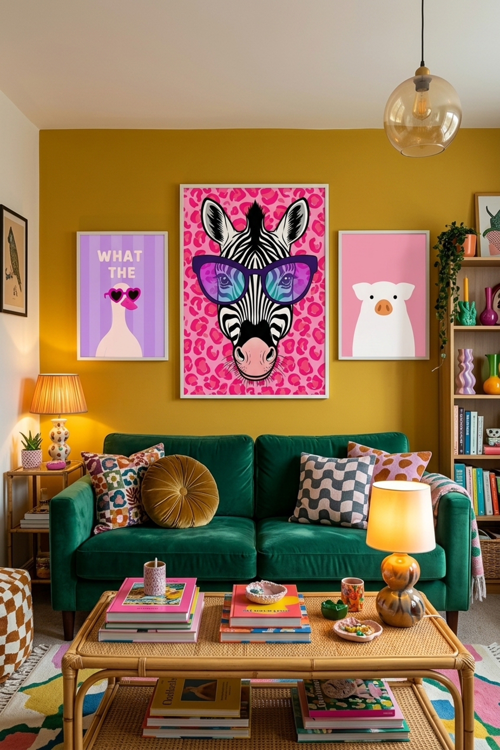 Playful Zebra Sunglasses Art Print as part of a gallery wall arrangement