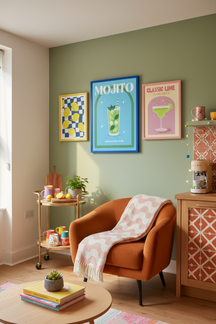 Refreshing Mojito Cocktail Art Print as part of a gallery wall arrangement