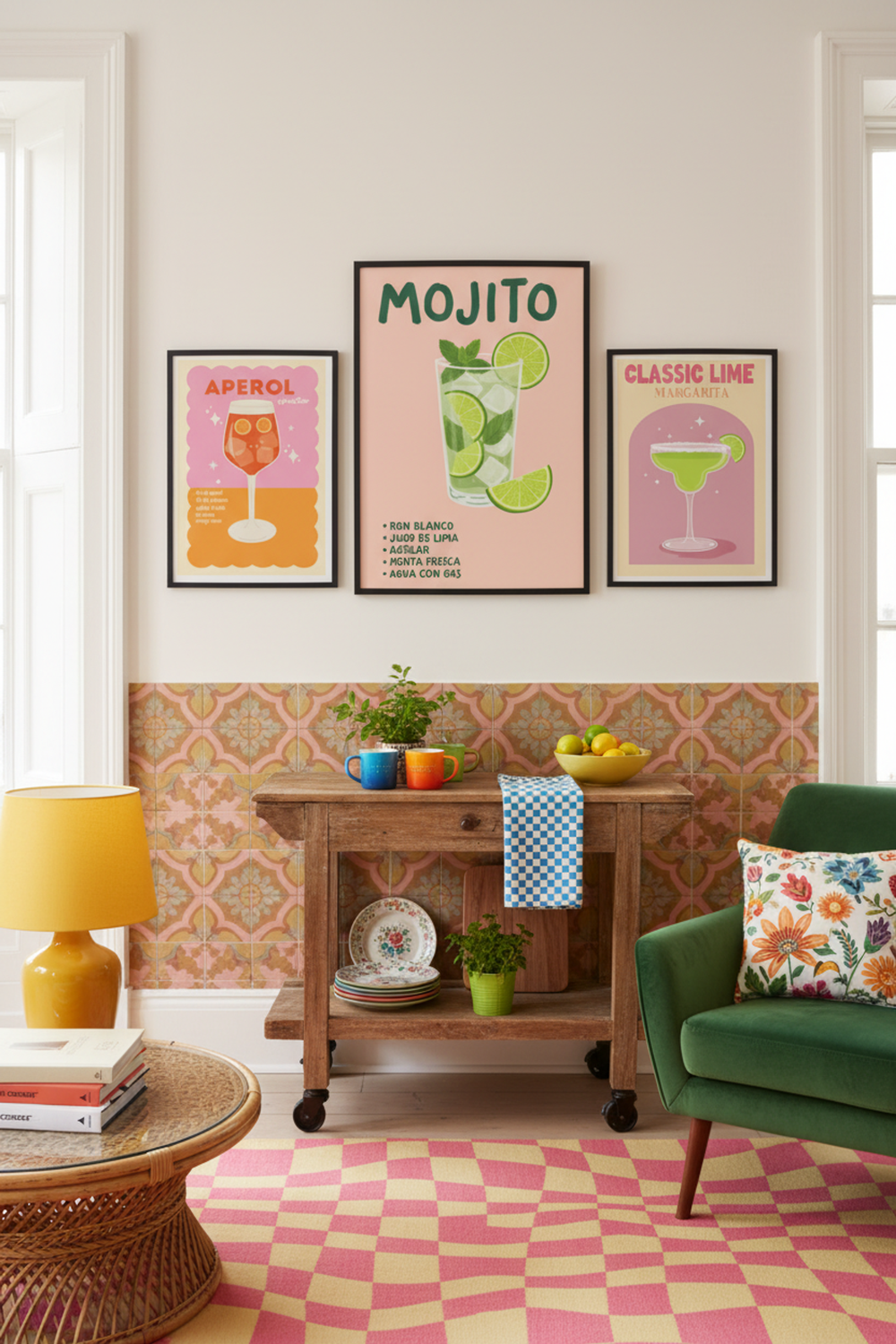 Refreshing Mojito Recipe Art Print as part of a gallery wall arrangement