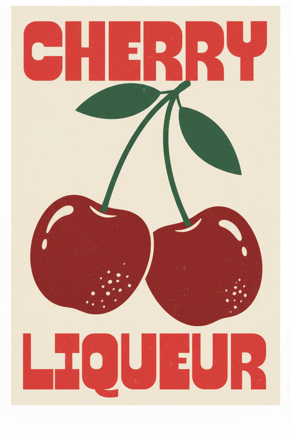 Retro Cherry Liqueur Art Print – wall art print by LOUDHAUS