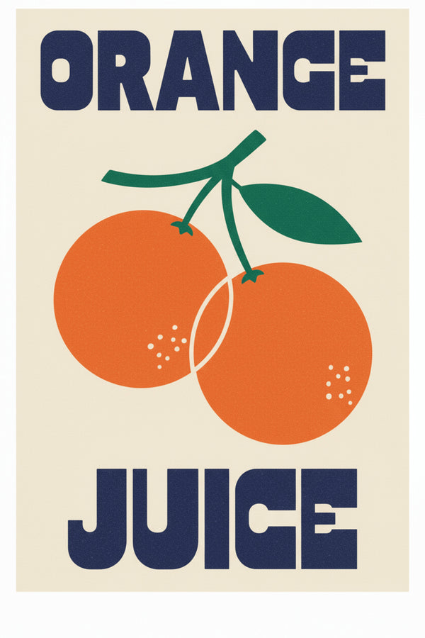 Retro Orange Juice Art Print – wall art print by LOUDHAUS