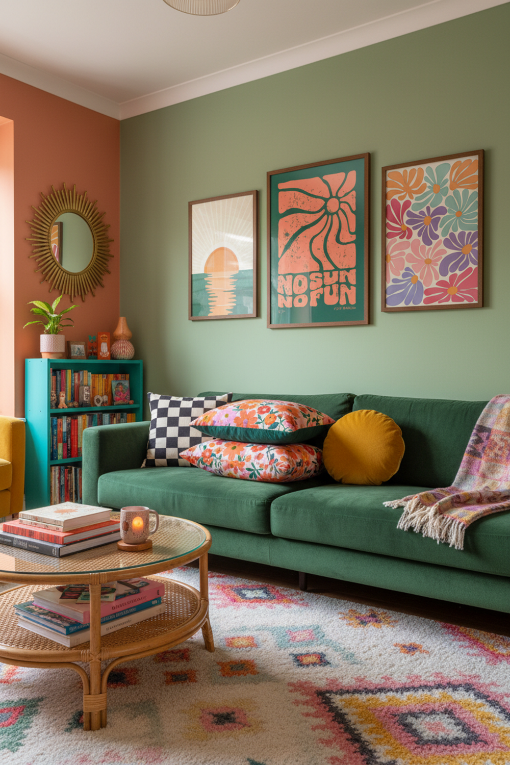 Retro Sun Typography Art Print as part of a gallery wall arrangement