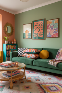 Retro Sun Typography Art Print as part of a gallery wall arrangement