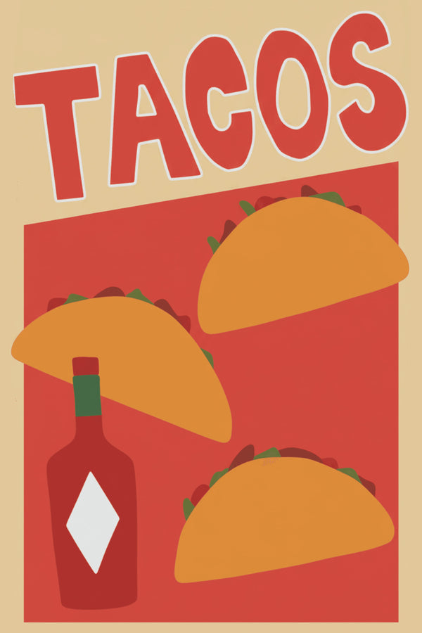 Retro Taco Hot Sauce Art Print – wall art print by LOUDHAUS