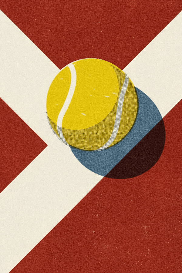 Retro Tennis Ball Court Art Print – wall art print by LOUDHAUS