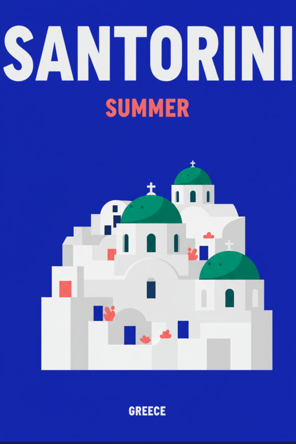 Santorini Summer Travel Art Print – wall art print by LOUDHAUS
