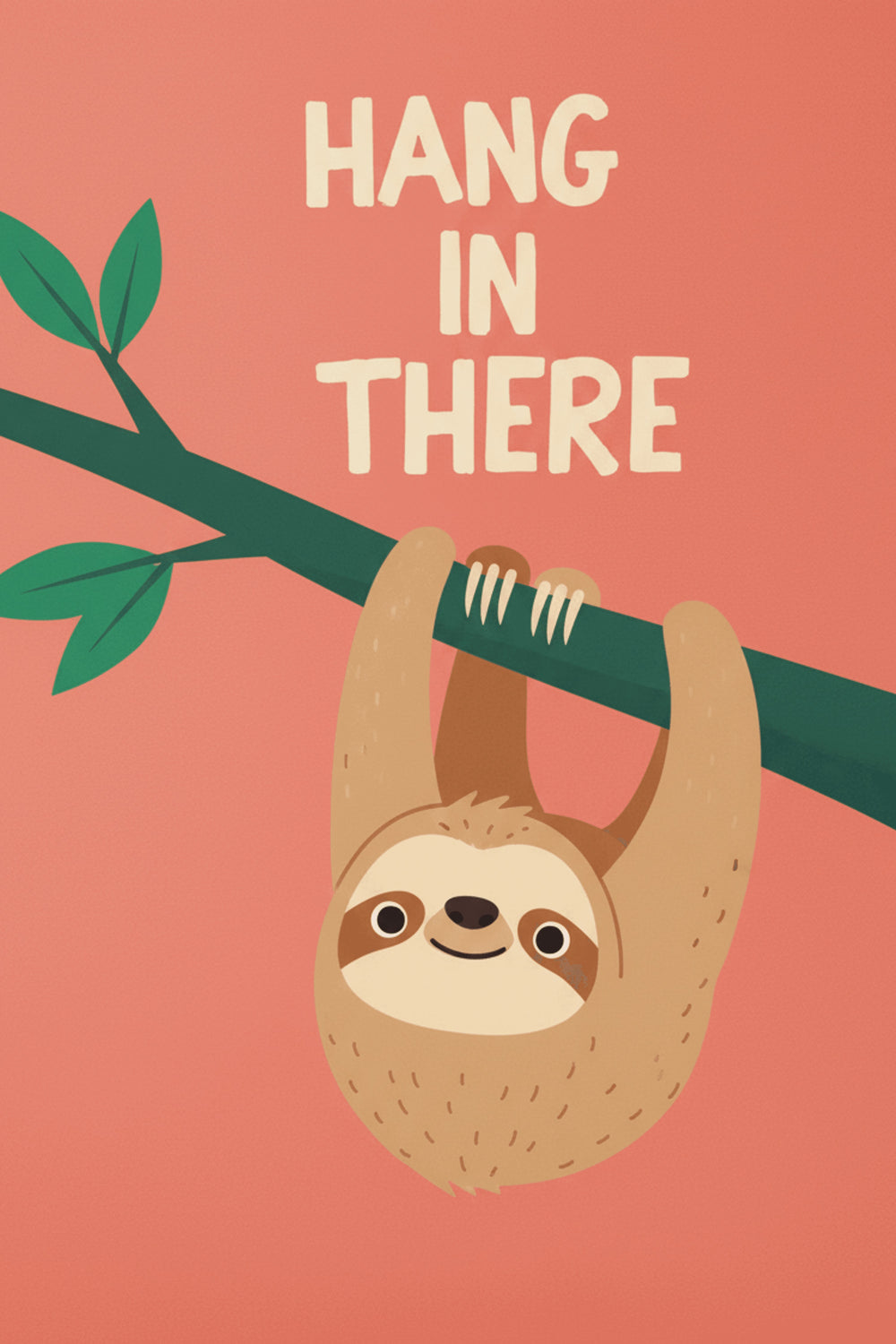 Sloth 'Hang In There' - Playful Illustration Wall Art Print – wall art print by LOUDHAUS